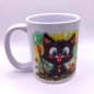 Preview: Tasse schwarze Katze mit Zaunpfahl